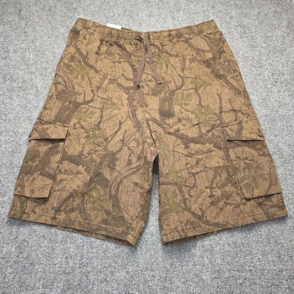 Men’s XL Baggy Camo Cargo Shorts Brown Woodland